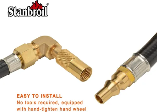 Miniatura 2 de Stanbroil Manguera de propano de conexión rápida para autocaravana de 12 pies con adaptador de codo de propano para caravana, kit de conexión rápida