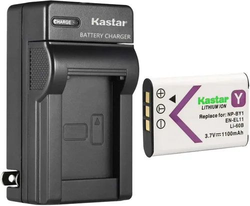 Kastar Paquete de 1 cargador de batería y pared AC para Nikon EN-EL11 COOLPIX S550 S560, Sony NP-BY1, Olympus Li-60B, Pentax D-LI78, Ricoh DB-80,