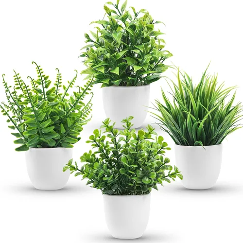 Miniatura 7 de Der Rose Paquete de 8 plantas falsas pequeñas artificiales en maceta para el hogar, oficina, granja, baño, dormitorio, decoración