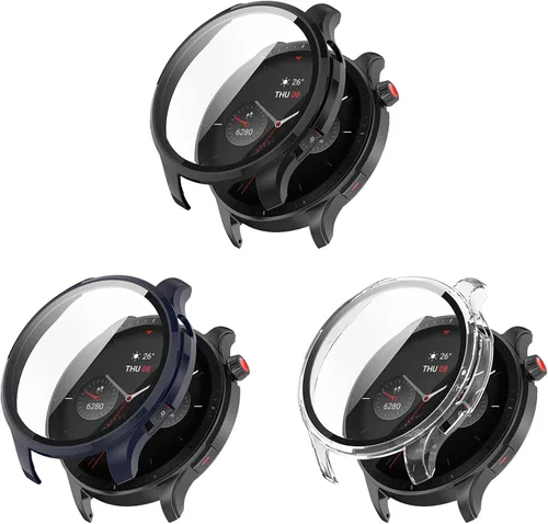 Miniatura 11 de Funda de reloj compatible con Amazfit GTR 4, resistente a los arañazos, funda de PC con protector de pantalla de vidrio templado HD para Amazfit GTR