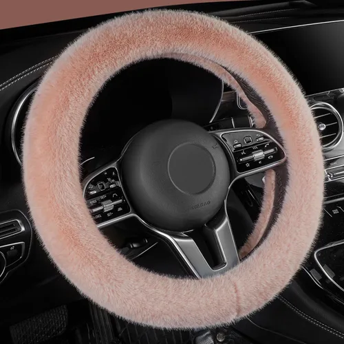 Miniatura 14 de LACDL Fundas mullidas de invierno para volante de automóvil, para mujer, cálida y bonita funda para volante de automóvil para sedán, SUV, súper Negro