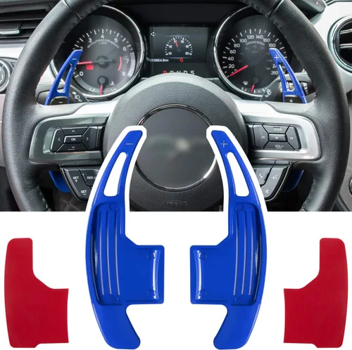 E-cowlboy - Cubierta extendida para palanca de cambio de volante, para Ford Mustang 2015 2016 2017 2018 2019 2020 2021 2022 2023, accesorios de Azul