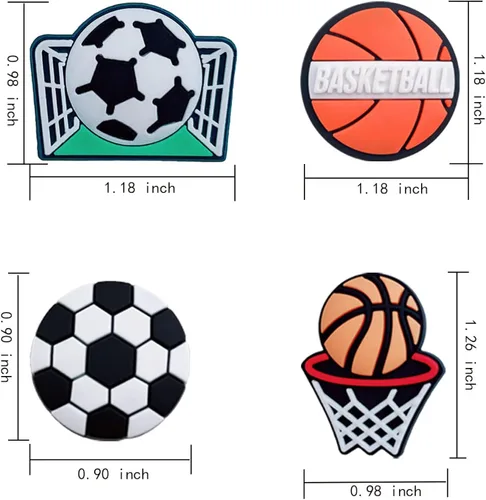 Miniatura 7 de Paquete de 50 dijes de cocodrilo para zapatos deportivos Crock para niños, béisbol, rugby, fútbol, baloncesto, zapatos, accesorios para croc