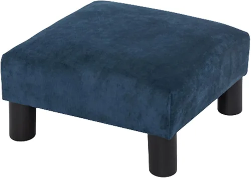 Miniatura 10 de Joveco Taburete pequeño otomano, reposapiés cuadrado tapizado de tela para sofá, debajo del escritorio, oficina, sala de estar, azul floral