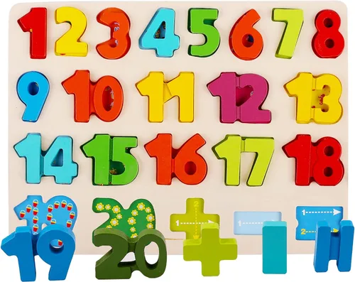 Miniatura 4 de Rompecabezas de Madera para Niños Pequeños, Kesletney Rompecabezas de Madera de Alfabeto Números Formas Aprendizaje para Niños, 3 en 1 Juguetes