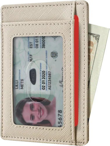 Miniatura 65 de Travelambo billetera mediana y minimalista de cuero para bolsillo frontal, con bloqueo de interferencia de radiofrecuencia