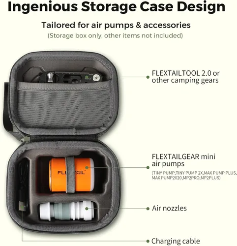 Miniatura 3 de FLEXTAILGEAR Estuche portátil para bomba de aire, material rígido de polipropileno, compatible con bomba pequeña X/Tiny pump 2X/Tiny Pump 3x/Max