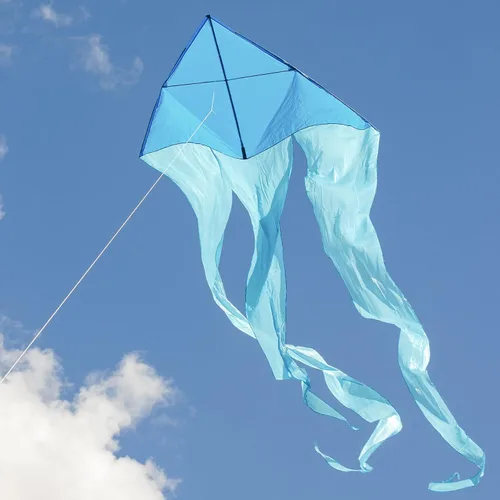 Miniatura 6 de In the Breeze Wave Delta Kite, cometa de una sola línea, tela Ripstop y tafetán, línea y bolsa incluidas Azul