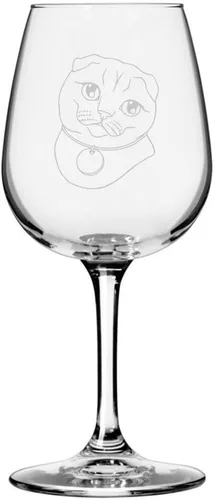 Miniatura 70 de Copa de vino de 12.75 onzas con temática de gato abisinio grabada para todo uso