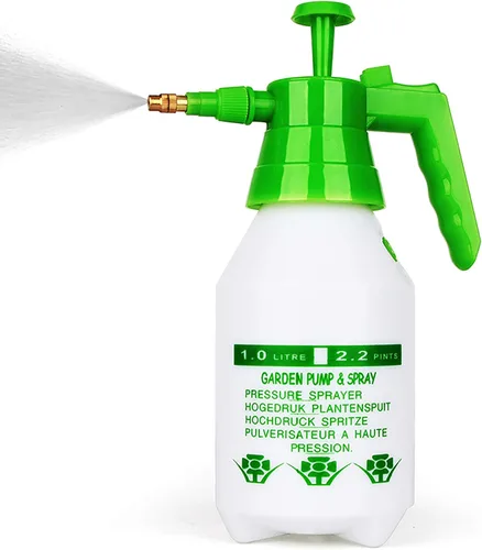 Pulverizador de bomba para jardín, botella rociadora de presión manual de 68oz/34oz para césped con válvula de seguridad y boquilla ajustable, para