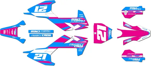 Miniatura 3 de Kit de gráficos para Husqvarna Motocross Electric E-Minis EE3 y EE5 (2020-2023) Orange-Crew Series Azul 09 Mil - Adhesivo para motocross Dirt Pit