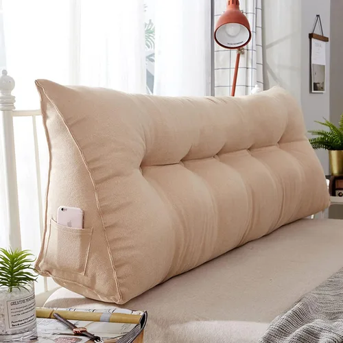 Miniatura 10 de Almohada triangular para cabecero, almohada de cuña de lectura, cojín de cabecero, almohada de respaldo para día, cama, litera, funda extraíble Negro