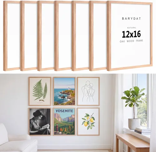 Miniatura 7 de Barydat Paquete de 6 portarretratos de madera de 11 x 14 pulgadas, madera maciza de roble natural, decoración de pared de galería y mesa