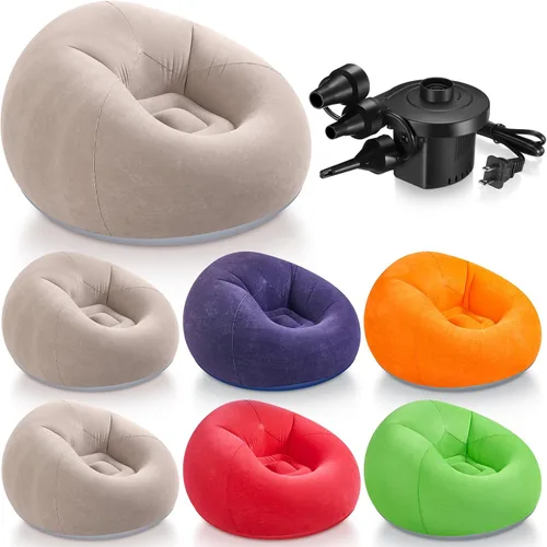 Miniatura 18 de Realspring 6, 9, 12 piezas de puf inflables para adultos con bomba de aire eléctrica, sofá plegable portátil inflable para acampar nocturno de cine