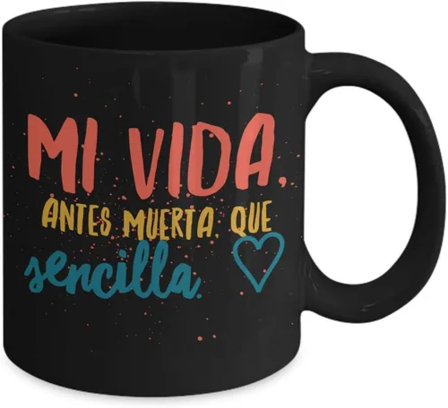 Miniatura 2 de Taza de Cafe Vida Vaso, taza de téa divertidas, tazas personalizadas, taza de café inspiradoras, taza con mensajes positivos., 11onza, Negro