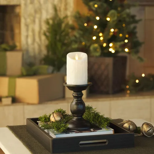 Miniatura 2 de Luminara - Vela LED sin llama con goteo de cera, blanca, 7.6 cm x 11.4 cm, con función de temporizador, base de cera verdadera, funciona con Blanco