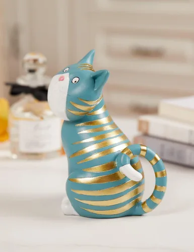 Miniatura 11 de SEINHIJO Estatua de gato, escultura de animal, decoración moderna, arte de regalo para el hogar, dormitorio, sala de estar, poliresina, azul, 6.0