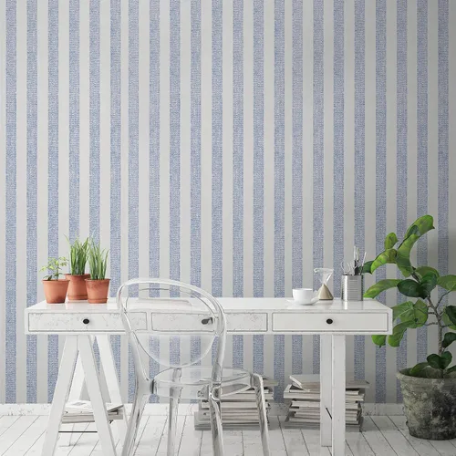 Miniatura 2 de Papel Tapiz Autoadhesivo de Rayas Azul Marino Despegar y Pegar Lavable Papel de Contacto Autoadhesivo para Dormitorio Envoltura de Vinilo Decoración