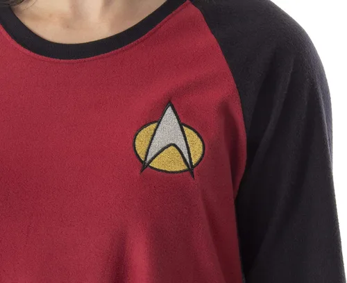 Miniatura 2 de INTIMO Star Trek Next Generation - Camisón de pijama para mujer con diseño de cuadros raglán, Rojo