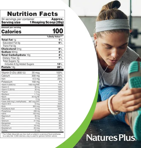 Miniatura 5 de NaturesPlus Spiru-Tein, Chocolate - 2.1 lb - Complejo de proteínas con espirulina - 0.49 oz de proteína a base de plantas por porción - Sin OMG
