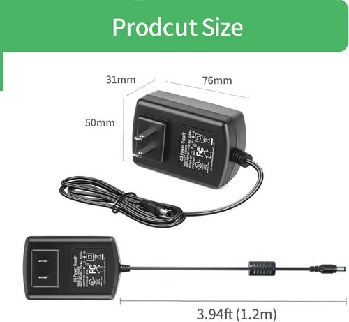Miniatura 3 de Adaptador de fuente de alimentación de 12V 2A CA 100-240V a CC 12V, enchufe de 0.217 in x 0.083 in, fuente de alimentación para cámara IP, DVR, NVR