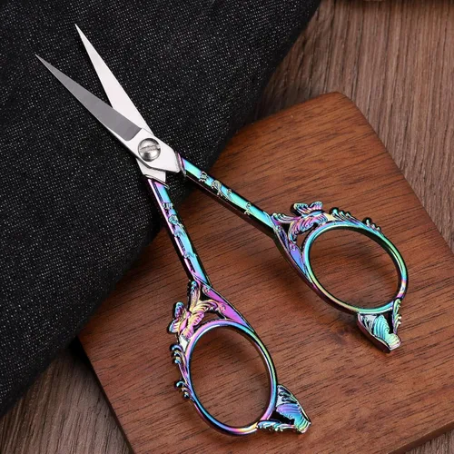 Miniatura 4 de YOUGUOM Tijeras de bordado de costura: pequeñas tijeras vintage para detalles afilados para manualidades, obras de arte, hilo de costura, Arco iris