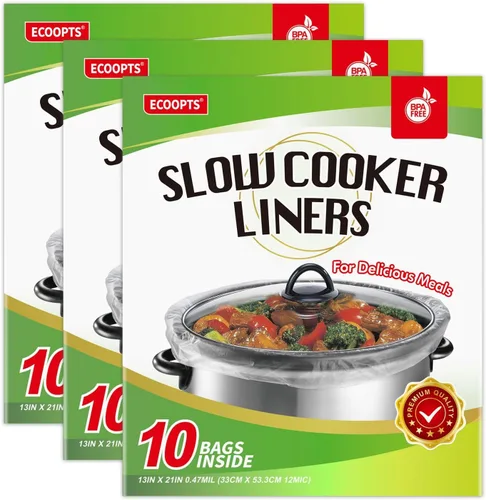 Miniatura 9 de ECOOPTS Bolsas de cocina desechables para olla de cocción lenta, forros para ollas de gran tamaño para ollas de 4 a 8.5 cuartos de galón, adecuadas