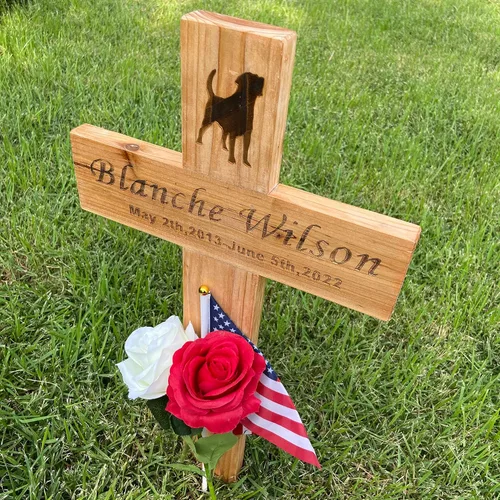 Miniatura 6 de Estacas de Cruz Memorial Personalizadas de Madera para Mascotas, Perro, Gato, Borde de Carretera, Exterior, Cementerio, Tumba, Funeral, Cruz Grande