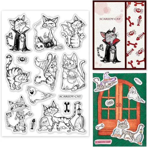Miniatura 14 de INFUNLY Sellos Transparentes de Mascotas para Hacer Tarjetas, Sellos de Silicona Transparente Perro + Gato, Sellos de Goma para DIY, Álbum