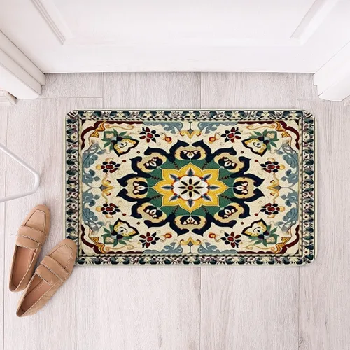 Miniatura 17 de Erosebridal Alfombras de baño vintage art decó, alfombra de baño antideslizante con medallón oriental rojo, 16 x 24 pulgadas, estilo bohemio, turco
