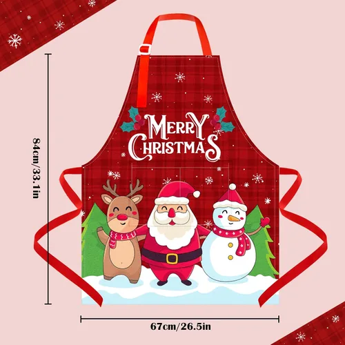Miniatura 6 de Delantal de Navidad para mujeres y hombres con bolsillos, bonitos y divertidos delantales de cocina para cocinar hornear para adultos