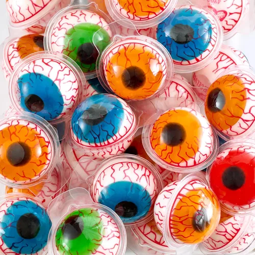 Miniatura 8 de 30 Gomitas de Ojos, Dulce de Ojos Espeluznante en 4 Sabores, Gomitas Blandas con Relleno de Gelatina Afrutada, Envueltas Individualmente