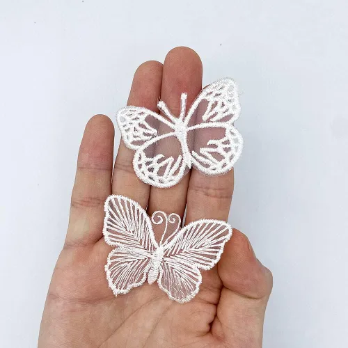 Miniatura 3 de 30 PCS Parches de Aplique de Mariposa de Encaje Bordado para Coser/Planchar, Parches de Organza Aplique de Mariposa para Vestido de Novia de Boda