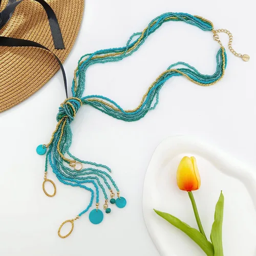 Miniatura 3 de COIRIS - Collar largo con cuentas de semillas múltiples, 10 collares largos con nudo de corbata para mujeres y niñas