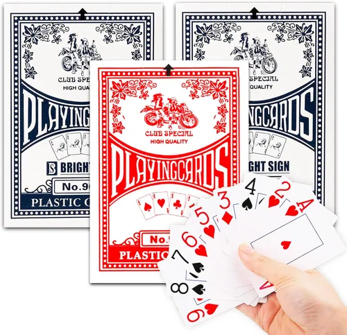 Juego de cartas de juego con revestimiento de plástico, paquete de 3 cartas especiales No. 976 para póker, noches de juego, blackjack, fiestas,