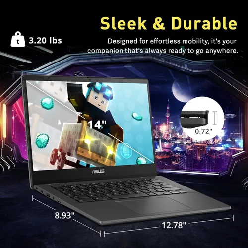 Miniatura 7 de ASUS Chromebook Laptop de 14 pulgadas – Google Chromebook School Student – 8Core MediaTek Kompanio 520 – Pantalla FHD – USB C – Wi-Fi 6-15 horas