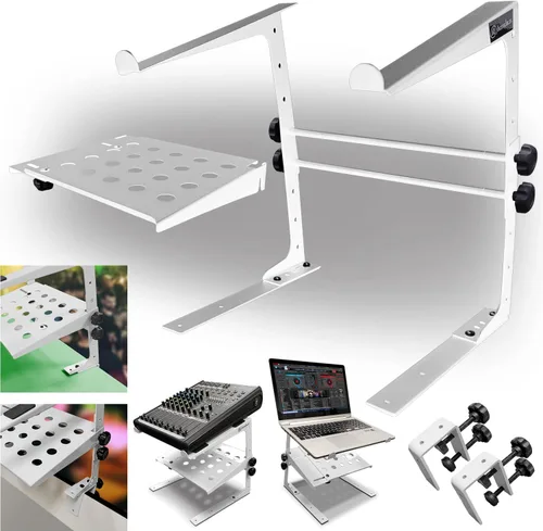 Miniatura 12 de AXA AXCESSABLES Soporte para portátil DJ con bolsa de viaje Soporte portátil plegable de aluminio para portátiles de hasta 15 pulgadas y 20 libras