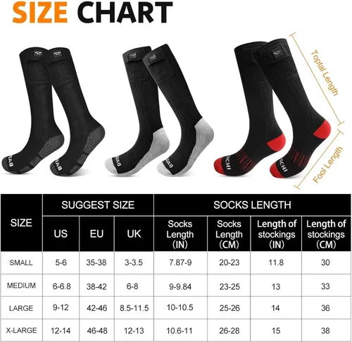 Miniatura 2 de Calcetines calefactables con ajustes eléctricos recargables, para hombres y mujeres, calcetines mejorados de 7.4 V con batería, 3 ajustes de calor