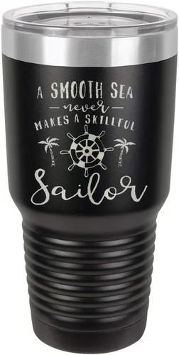 Un mar suave nunca hace un sillón hábil grabado de 325 ml vaso de acero con recubrimiento de polvo grabado por láser taza de viaje de camello polar