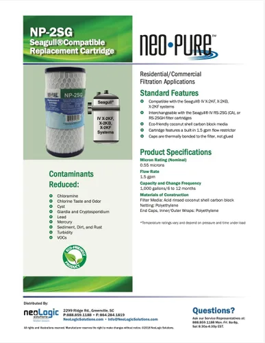 Miniatura 8 de Neo-Pure Cartucho de repuesto compatible con NP-2SG IV X-2K RS-2SG - Individual Rendimiento duradero Fácil instalación para sistemas Seagull IV