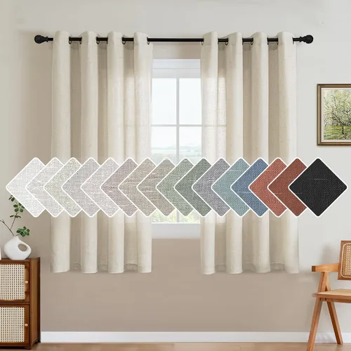Miniatura 63 de H.VERSAILTEX Elegant - Cortinas texturizadas de lino natural mezclado con eficiencia energética, filtrado de luz, con ojales de níquel