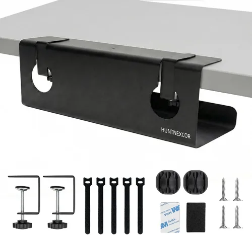 Miniatura 8 de Bandeja de organización de cables para debajo del escritorio sin taladrar con abrazadera, organizador de cables de escritorio para el hogar