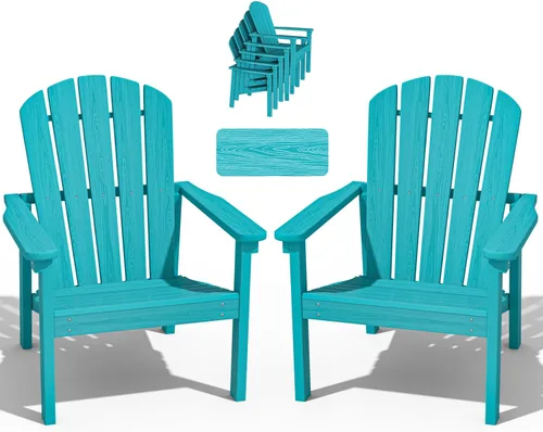 Miniatura 17 de nevilywood Sillas Adirondack compactas apilables, sillas de patio de polietileno de alta densidad de 26.3 pulgadas de ancho, duraderas, diseño que