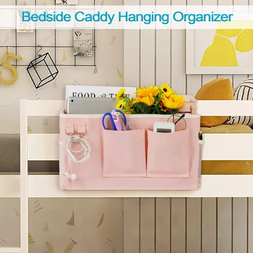 Miniatura 2 de Loghot Organizador Colgante de Mesita de Noche/Bolsa de Almacenamiento de Mesita de Noche para Literas y Camas de Hospital, Rieles de Cama