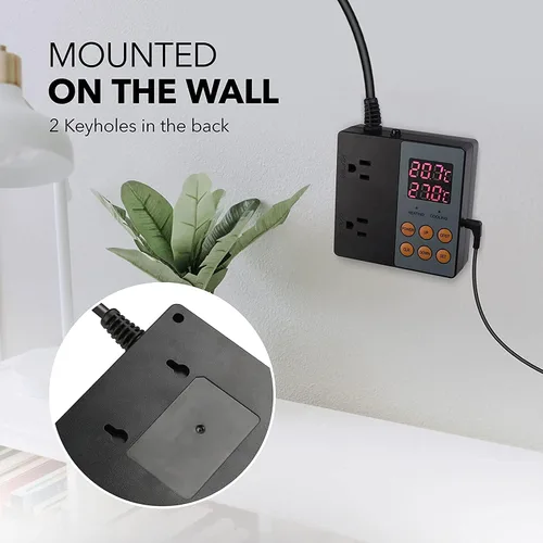 Miniatura 5 de BN-LINK Controlador de termostato profesional de calefacción y refrigeración digital de 2 etapas, enchufe para reptiles, acuario, carboy