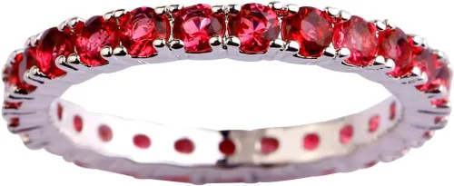 Miniatura 88 de Narica Anillo de 21 piedras chapadas en plata, apilables, corte redondo, zafiro azul, circonita cúbica, relleno de circonita cúbica, halo