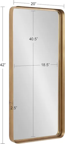 Miniatura 5 de Kate and Laurel Armenta - Espejo rectangular moderno con marco de metal, 20 x 42 pulgadas, dorado, espejo de pared funcional inspirado