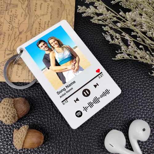 Miniatura 20 de Llavero personalizado de Spotify con imagen, llavero acrílico personalizado para fotos, llavero de código de canción de música de Spotify escaneable