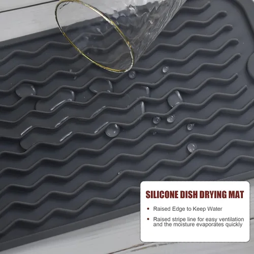 Miniatura 4 de Tapete de silicona para secado de platos para múltiples usos, fácil de limpiar, ecológico, tapete escurridor de platos resistente al calor