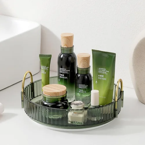 Miniatura 23 de Aveniee Organizador de maquillaje giratorio de 360 grados para tocador, organizadores de baño mejorados para perfume y cuidado de la piel